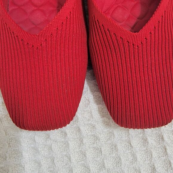 Vivaia Margot Walker Red Lightweight Square Toe V-cut Flats 41.5 Sz 10 - Picture 4 of 16